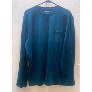 American Giant Mens  XL Long Sleeve Crew Neck Wool Blend Pocket T Shirt Teal